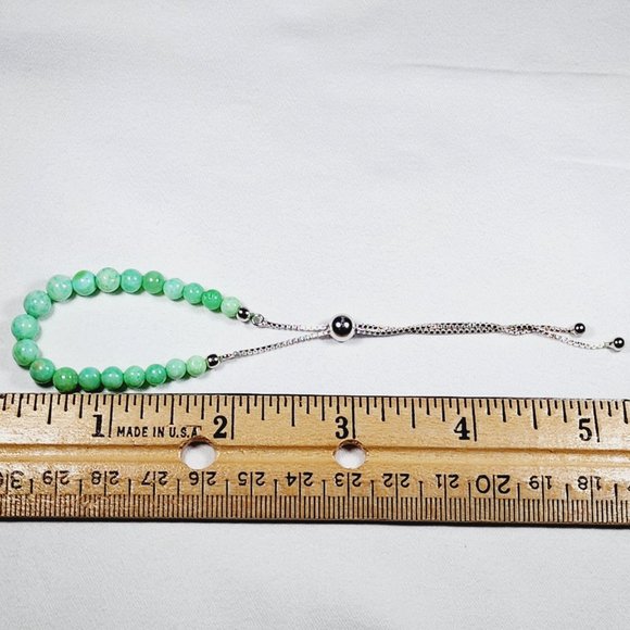 Minimalist enhanced Green Opal bolo bracelet for kids/adults adj 16.25ct 925SS - Picture 4 of 4